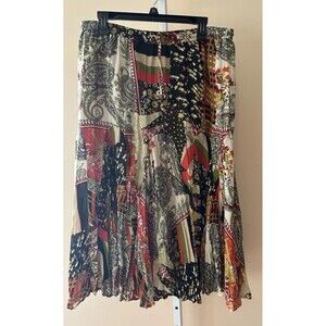 Mix Nouveau Skirt Women Large Flare Abstract Pull On Flowy A-line Boho Festival